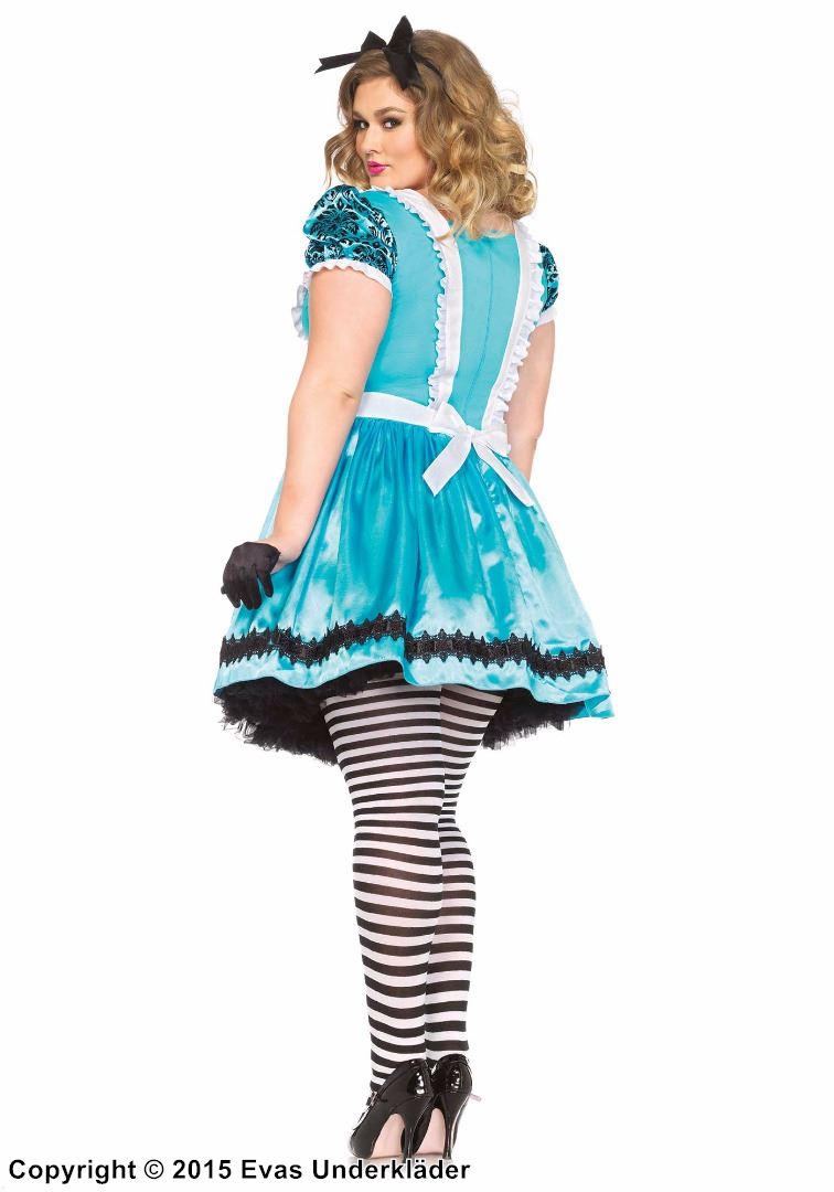 Alice im Wunderland, Kostüm-Kleid, Schnürung, Spitzenbesatz, Puffärmel, Plus Size